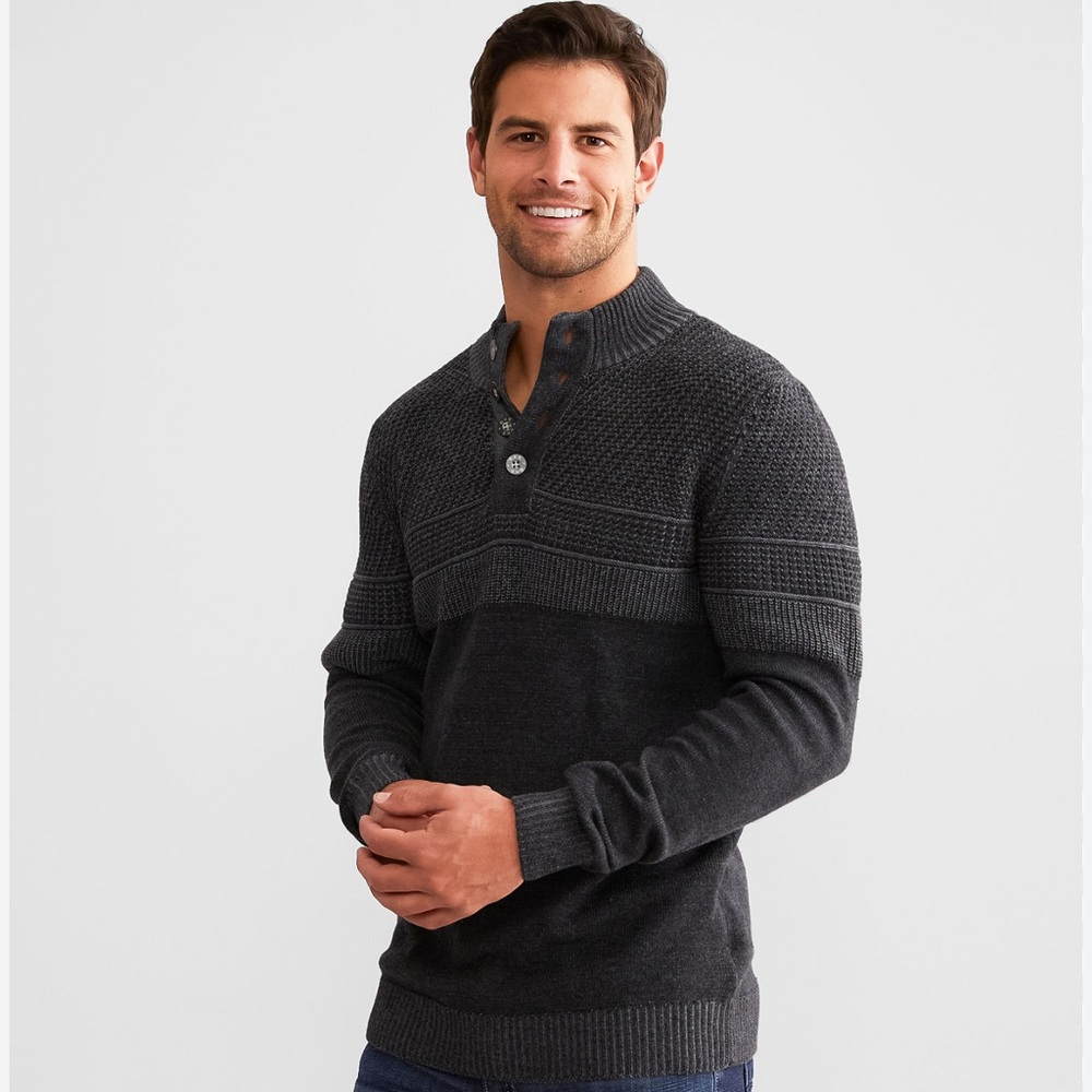 BKE Men's Charcoal Button Down Sweater size large
